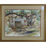 George McManus (American, 1882-1954), "Picchetti Winery, Cupertino," 1950, watercolor, signed