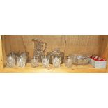 (lot of 14) Crystal stemware group, including (10) tumblers, a pitcher, two bowls, and a set of