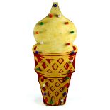 Vintage style ice cream cone illuminated sign, having multi colored lights surrounding the