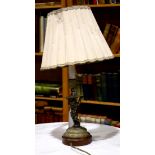 Continental style table lamp, having a single light above a figural standard of a putto, 18.5"h