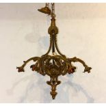 French Rococo style chandelier circa 1920, the six arm fixture with conjoined downswept arms