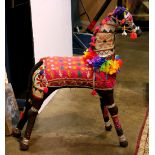 Indian figure of a horse, having beaded and hand embroidered details, 34"h