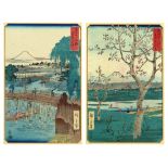 (lot of 2) Utagawa Hiroshige (Japanese, 1797-1858), 19th century, "Toto Ichikokubashi Bridge" and "