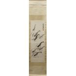 Manner of Qi Baishi (Chinese,1864-1957), Eight Shrimps, upper right bearing signature 'Baishi