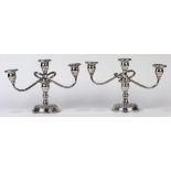 S. Kirk & Son sterling silver weighted candelabras, post-1932, each with two sineous arms supporting