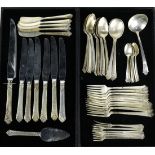 (lot of 51) Heirloom Sterling flatware service for six in the "Damask Rose" pattern, consisting