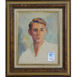 Portrait of a Man, watercolor, unsigned, 20th century, overall (with frame): 14"h x 12"w