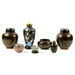 (lot of 7) Chinese plique-a-jour and cloisonne items, consisting of a plique-a-jour cup and a