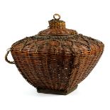 Southeast Asian lidded basket, having a tapered form, 16"h