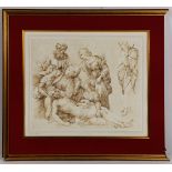 After Alphone Leroy/Raphael, Classical Figures, etching, 20th century, overall (woth frame): 21.5"