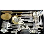 (lot of 34) Assorted sterling silver and silverplate flatware, consisting of forks, spoons, salad