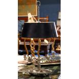 French Empire style silvered bouillotte lamp, 28"h