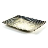 Reed and Barton sterling silver rectangular serving tray, having a wide gadrooning rim, 11"l x 8.5"