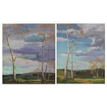 (lot of 2) John Christopher Smith (American, 1891-1943), Landscapes (Clouds and Birch Trees), oils