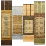 (lot of 4) Japanese Buddhist scrolls, including one from the Shingon sect, all four with bonji or