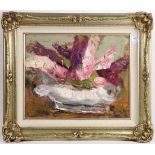 Williamson Mayo (American, 1914-1994), Gladiolas in a Fish Bowl, oil on canvas, signed lower left,