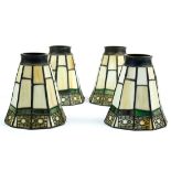 (lot of 4) Tiffany style leaded glass shades, each of bell form with 2.25" fitter, overall 5"h