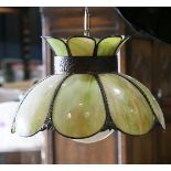 Mid-century green slag glass lamp, 11"h