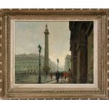 Parisian School (20th century), Place Vendome (Paris) oil on canvas, signed ?Morgan? lower left,