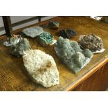 (lot of 9) Polished geode and rock specimen group, largest 8.5"l