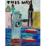 (lot of 2) Outsider Art (20th century), Untitled (This Way & Animals and Figures), oils and ink on