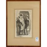 Untitled (Three Men Standing on a Street Corner), lithograph, initialed "CL" lower right, 20th