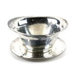 Lebolt & Co. sterling silver hand-hammered serving dish with saucer, the saucer with a "B" monogram,