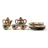 (lot of 11) Japanese Kutani porcelain tea service set, consisting of one teapot, one lidded jar,