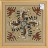 Navajo School (20th century), Untitled (Four Dancers), sand painting, unsigned, overall (with