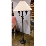 Modern Tiffany style floor lamp, the four light fixture with a conical linen wrapped shade, 5'5''h