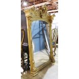 American Victorian giltwood carved pier mirror executed in the Egyptian Revival taste, New York