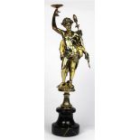 French Grand Tour silver gilt mythological figure, 19th century, depicting Bacchus or Dionysus,