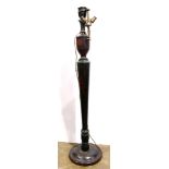 Polychrome decorated floor lamp, having a tapered standard, 60"h