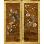 (lot of 2) Manner of Chen Guiying, ink and color on silk, Phoenix and Rooster, each with