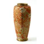 Japanese Kyo-Satsuma vase, short neck above ovoid body, decorated with chrysanthemums in color and