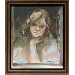 Portrait of a Young Girl, 1970, oil on canvas, signed "Mercado" and dated lower right, overall (with