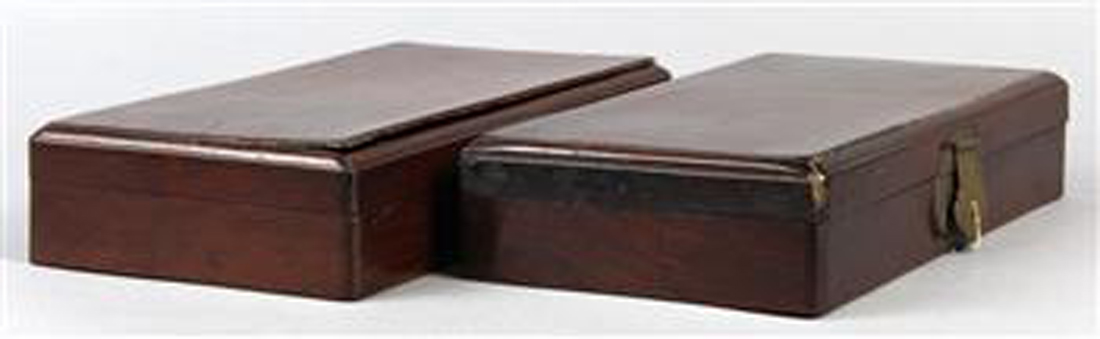 (lot of 2) Chinese hardwood document/seal boxes, each of rectangular form with a hinged lid covering - Image 3 of 4