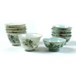 (lot of 10) Chinese enameled porcelain bowls and cups, consisting of five bowls with butterfly and