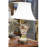 Capodimonte table lamp. having a polychrome decorated base, 21"h