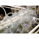 (lot of 5) Art Deco clear glass light shades, each of conical form with a 3" fitter, overall 7"h x