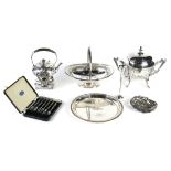 (lot of 6) Assortment of silver and silverplate table articles, consisting of a weighted sterling