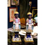 Pair of Venetian style Blackamoor form table lamps, 25"h