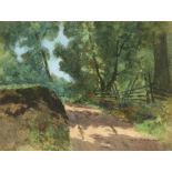 Lorenzo Palmer Latimer (American, 1857-1941), Untitled (Sunlit Road), watercolor, signed lower