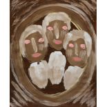 Sybil Deyarmon Gibson (American, 1908-1995), Three Faces, 1993, gouache on paper, signed and dated