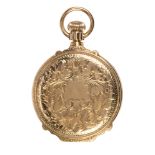 American Watch Co. 14k yellow gold hunting case pocket watch Dial: white, round, black Roman numeral