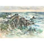 Arthur Irwin Riley (American, 1911 - 1998), Seascape, watercolor on paper, estate stamped verso