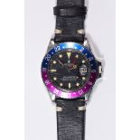 Rolex GMT-Master "Fuchsia" stainless steel wristwatch, Ref. 1675 Dial: black, round, luminous