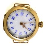 Lady's diamond and 14k yellow gold wristwatch Dial: round, white, blue Arabic numeral hour