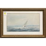 Chris Jorgensen (Danish/American, 1838-1876), Sailboat, 1886 ,watercolor, signed and dated lower