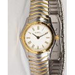 Lady's Ebel stainless steel and 18k yellow gold wristwatch Dial: round, white, gold-tone Roman